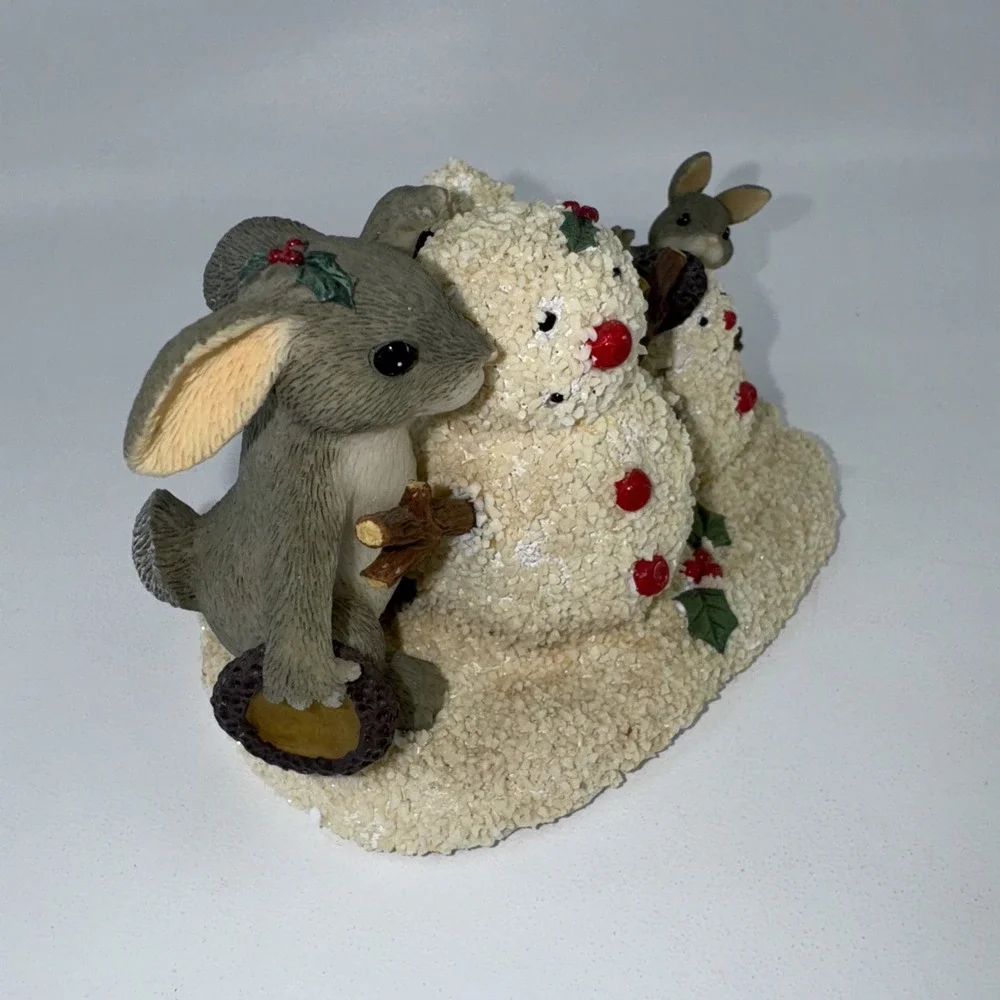 Charming Tails Just The Right Size Rabbit Figurine Snowmen 87/209 Fitz Floyd